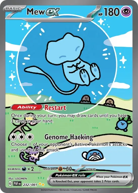 Mew ex Pokémon card from Paldean Fates, card 232/091.